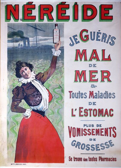 Propaganda para a medicina Nereide contra o enjôo, c.1900 de French School