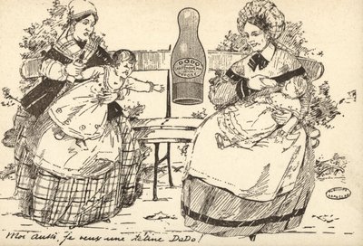 Anúncio para o biberão de um bebé (litho) de French School