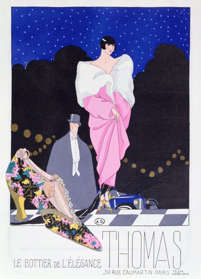 Anúncio para o Bootmaker Thomas da revista de moda Art-Gout-Beaute, 1924 de French School
