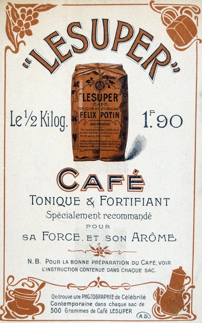 Publicidade para o café Lesuper, século XX de French School