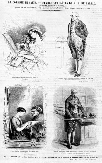Página publicitária das obras de Balzac - em "Charivari", julho de 1842 de French School