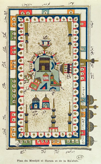 Plano Aéreo do Masjid-el-Haram e o Kaabah, Meca de French School