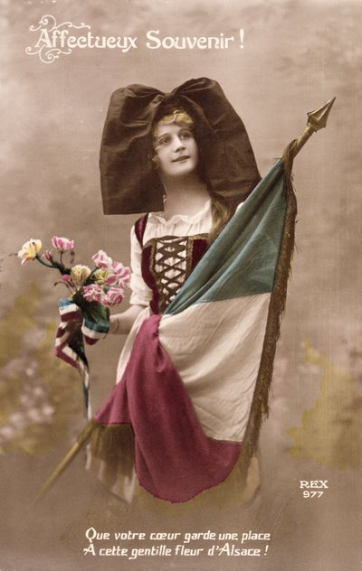 Memória Afetuosa! Deixe seu coração manter um lugar para esta flor doce de Alsácia !, cartão postal, 1914-18 de French School