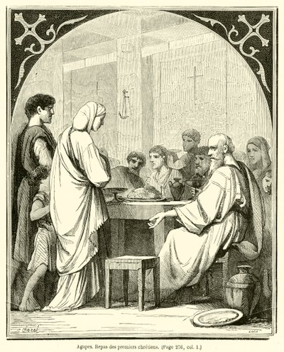 Agapes, Refeições dos primeiros cristãos (gravura) de French School