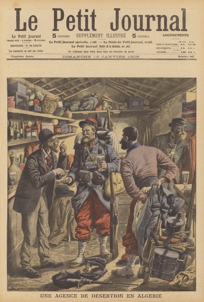 Agência para os desertores da Legião Estrangeira Francesa na Argélia (cor litho) de French School