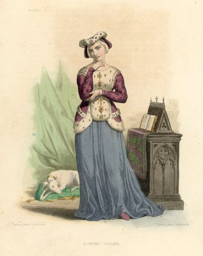 Agnes Sorel (gravura colorida) de French School