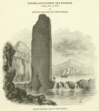 Agulha basáltica na ilha de Sainte-Helene (gravura) de French School