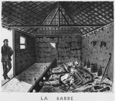 Álbum da Ilha dos Pinheiros, o bar, punição dos deportados, 1878-79 de French School