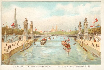 Ponte Alexandre III, Exposição Universelle 1900, Paris (chromolitho) de French School