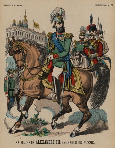 Alexandre III, Czar da Rússia (gravura colorida) de French School