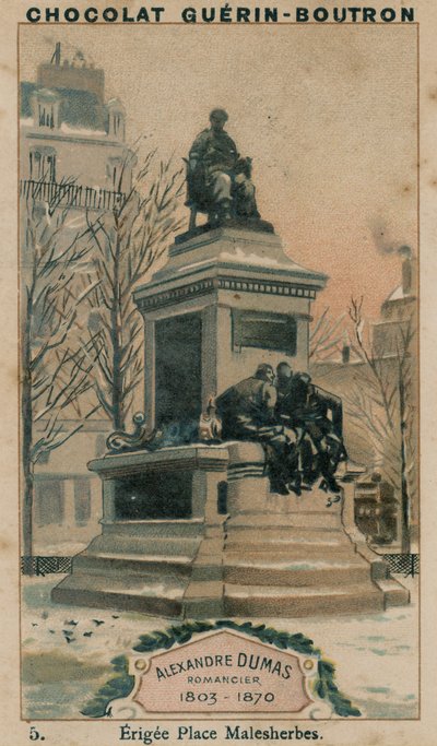 Alexandre Dumas, romancista, 1803-1870, Erigee Place Malesherbes de French School