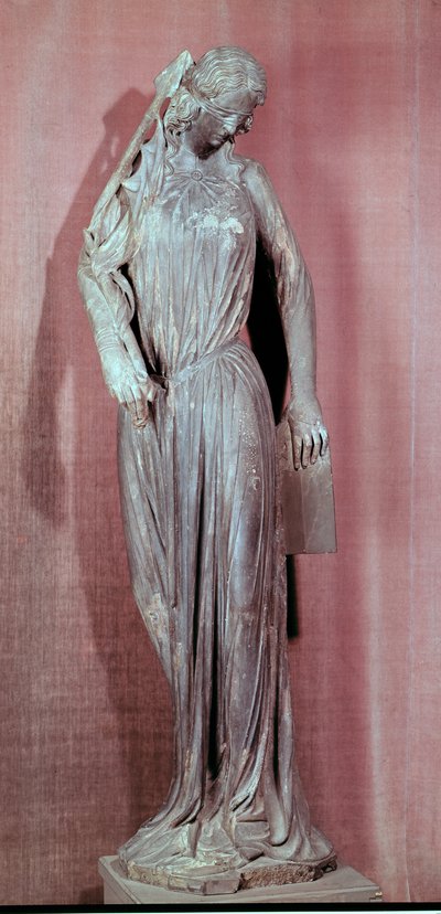 Figura alegórica da Sinagoga, do portal do transepto sul da catedral de Estrasburgo, c.1230 (ver também 177966) de French School