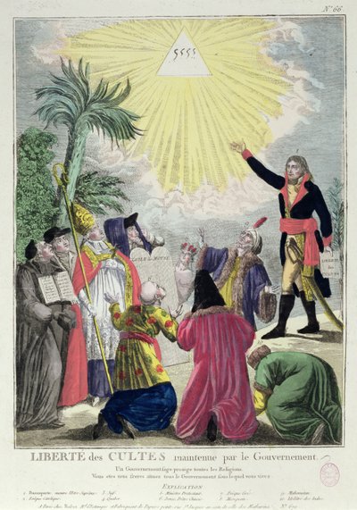 Alegoria da Concordata entre Napoleão Bonaparte (1769-1821) e Papa Pio VII (1742-1823) 1801 (ver também 175951) de French School
