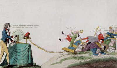 Alegoria da Revolução Francesa retirando todos os tronos dos assaltantes coroados de French School