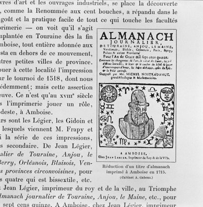 Almanaque feito por Michel de Nostradame (Nostradamus) (1503-66) 1715 de French School