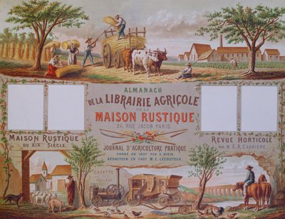Almanaque da livraria agrícola A Casa Rústica, c.1860 (gravura a cores) de French School