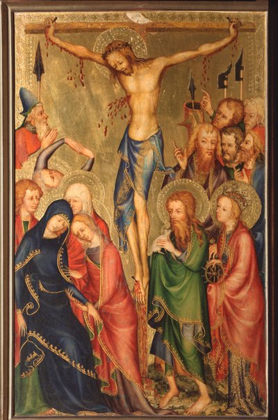 Altarolo del Bargello: crucificação - (díptico de Bargello, crucificação) Pintura anónima da escola francesa do século XIV (escola francesa, século XIV) Florença, Museo Nazionale del Bargello de French School