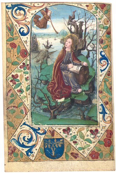 Um anjo aparecendo a Maria Madalena no deserto, ilustração do Livro das Horas, Uso de Roma de French School