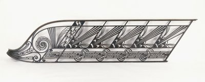 Uma balaustrada de escada Art Déco projetada por Delion, c.1920s-1930 (bronze, ferro forjado) de French School