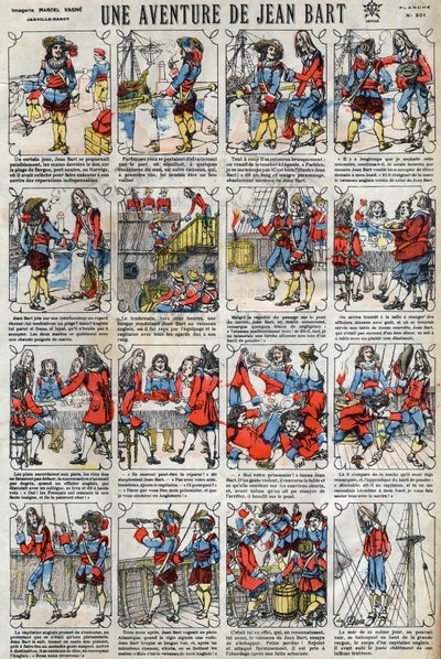 Uma aventura de Jean Bart (1650 - 1702), corsário francês. Imagens epinais do final do século XIX. de French School