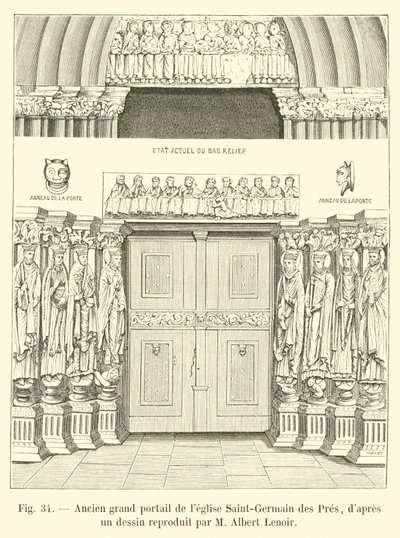Antigo grande portal da igreja de Saint-Germain des Pres, a partir de um desenho reproduzido por Albert Lenoir de French School