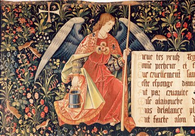 Anjo com uma esponja presa a uma haste, detalhe de The Angels Bearing Instruments of the Passion de French School
