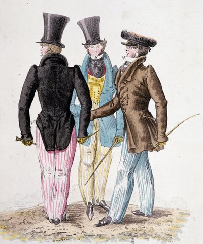 Anglomaníacos, homens de fato - litho de French School