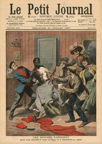 Apaches se divertindo, ilustração de &39;Le Petit Journal&39;, suplemento ilustre, 28 de julho de 1907 de French School