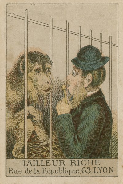 Macaco e homem de French School