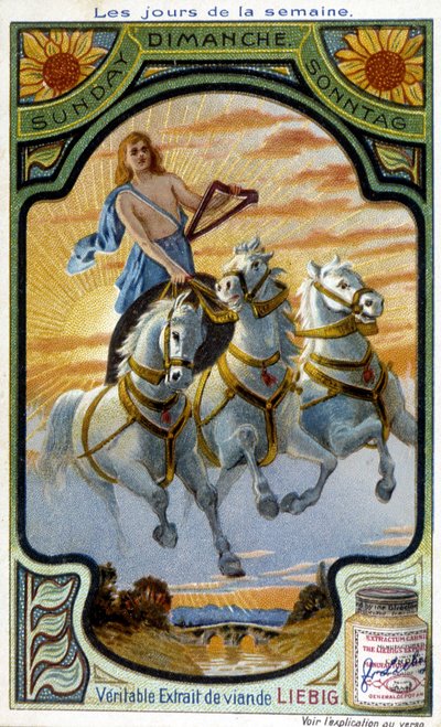 O tanque Apollo. Ilustração do domingo para o anúncio do "O verdadeiro extrato de carne de Liebig" (século XIX). de French School