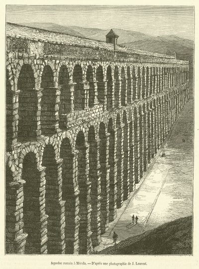 Aqueduc romain a Merida (gravura) de French School