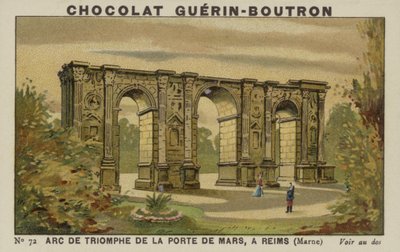 Arco triunfal da Porte de Mars, em Reims, Marne de French School