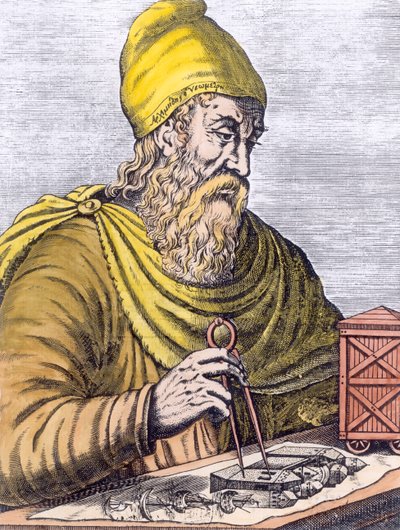 Arquimedes (287-212 aC) (posterior coloração) de French School