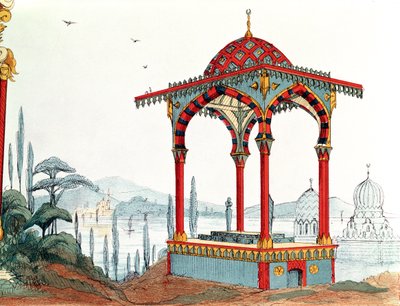 Esboço arquitetônico na Turquia, final do século XIX (caneta e tinta e cor no papel) de French School