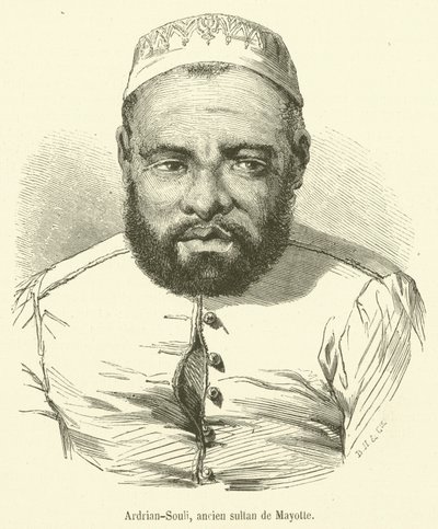 Ardrian-Souli, ex-Sultão de Mayotte (gravura) de French School