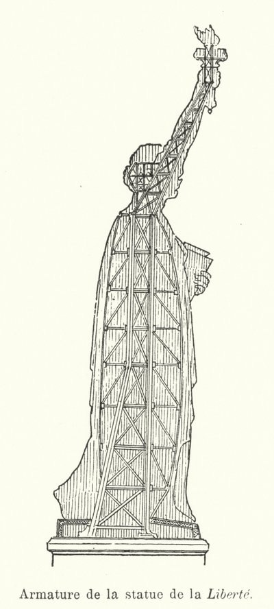 Armadura da Estátua da Liberdade (gravura) de French School