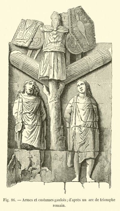 Armas e trajes gauleses; de um arco triunfal romano de French School