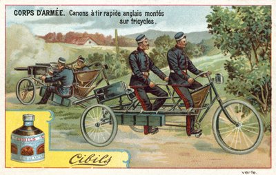 Army Corps - armas inglesas de disparo rápido montadas em triciclos de French School