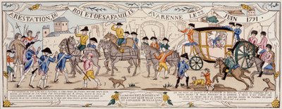 Detenção do rei e da sua família em Varennes, a 22 de Junho de 1791 de French School