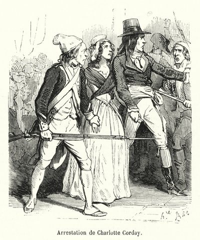 Arrestation de Charlotte Corday (gravura) de French School