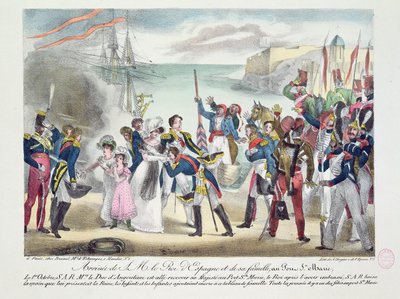 Chegada de Sua Majestade Fernando VII e sua família em Porte Sainte Marie, 1 de outubro de 1823, 1823 de French School