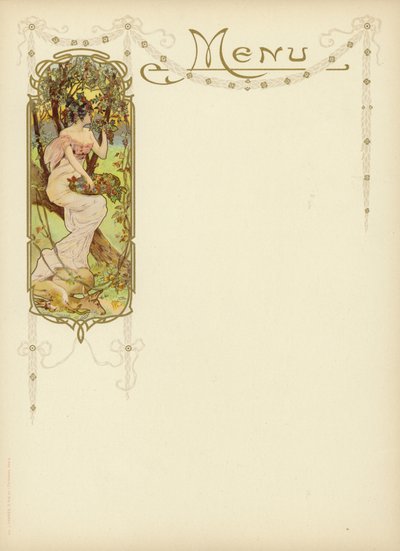 Design Art Nouveau para um menu de French School