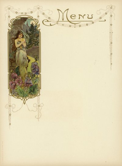 Design Art Nouveau para um menu de French School
