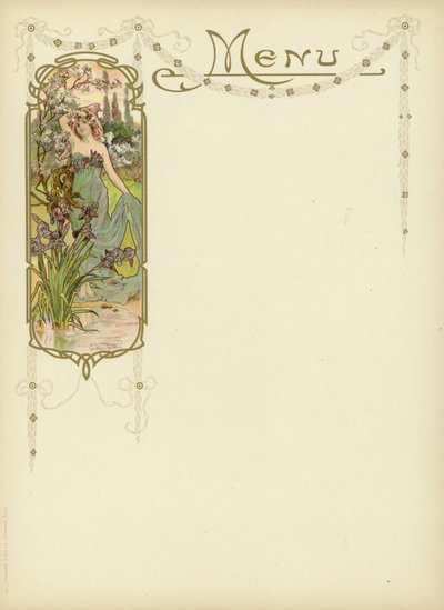Design Art Nouveau para um menu de French School
