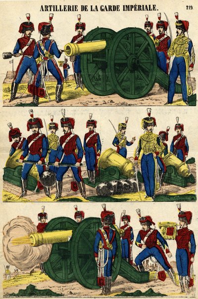 Artilharia da Guarda Imperial. Foto da Epinal do século XIX de French School