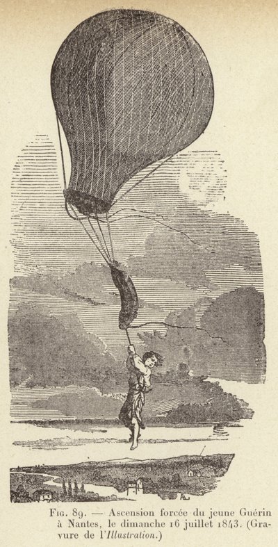 Ascensão do jovem Guerin em Nantes, domingo 16 de Julho de 1843 de French School