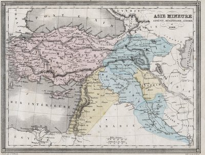 Ásia Menor, Armênia, Mesopotâmia, Assíria e Síria na Antiguidade - Placa extraída do "Atlas Universal da Geografia Antiga e Moderna para o Uso de Escolas Residenciais" por Vuillemin - ca. 1845 de French School