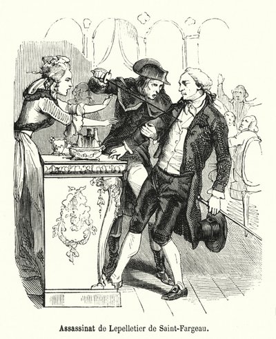 Assassinato de Lepelletier de Saint-Fargeau (gravura) de French School