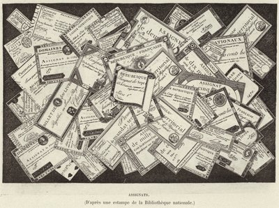 Atribui. Assignats, moeda da Revolução Francesa (gravura) de French School