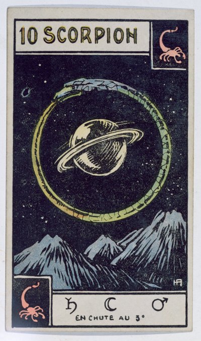 Carta de tarot astrológica retratando Escorpião de French School